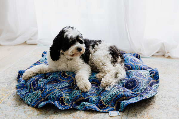 Mariska Snake Vine Dreaming Blue Ruby Bed  |Australian Wool Filled Pet Bed  | 100% Biodegradable Fabric