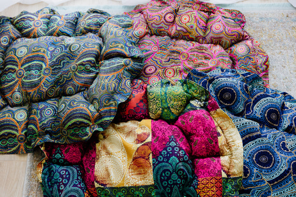 Mariska Snake Vine Dreaming Blue Ruby Bed  |Australian Wool Filled Pet Bed  | 100% Biodegradable Fabric