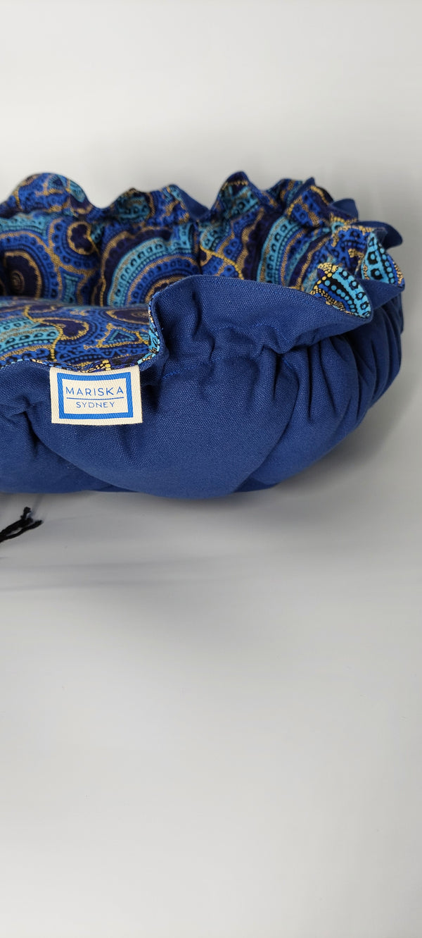 Mariska Snake Vine Dreaming Blue Ruby Bed  |Australian Wool Filled Pet Bed  | 100% Biodegradable Fabric
