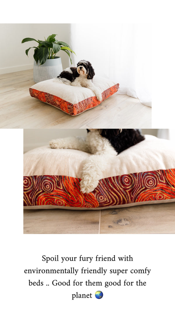 Mariska Cream Velvet & Cotton Canvas Pet Cushion | Mina Dreaming | 100% Bio Degradable Fabrics