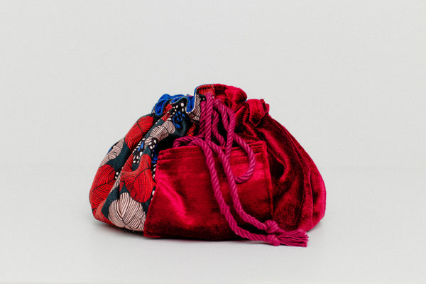 Mariska Flat Lay Cosmetic Bag | Red Feathers | 100% Bio Degradable Fabrics