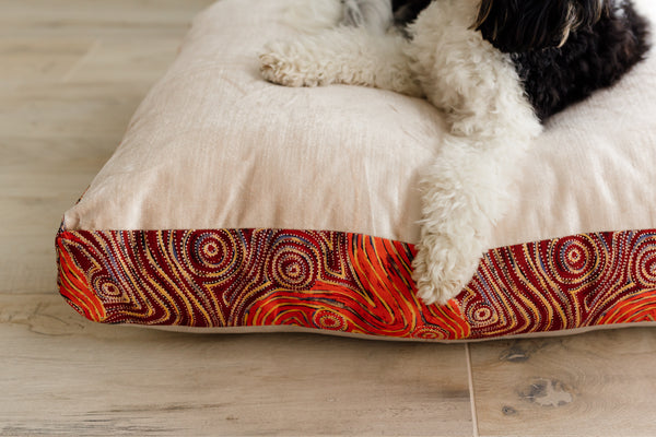 Mariska Cream Velvet & Cotton Canvas Pet Cushion | Mina Dreaming | 100% Bio Degradable Fabrics